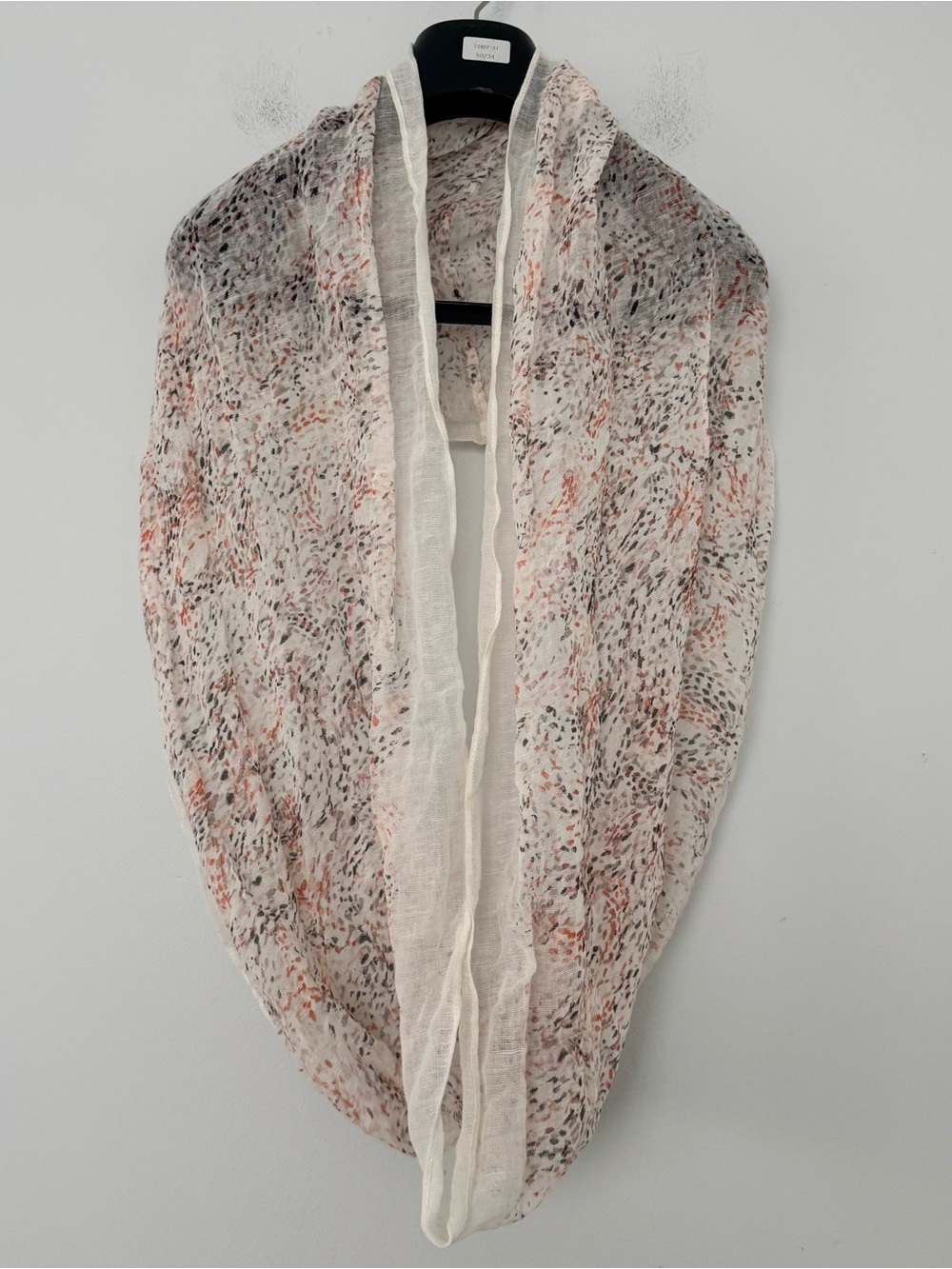 Pure Jill J Jill Linen Cotton Infinity Loop Scarf Speckled Print Cream Garden